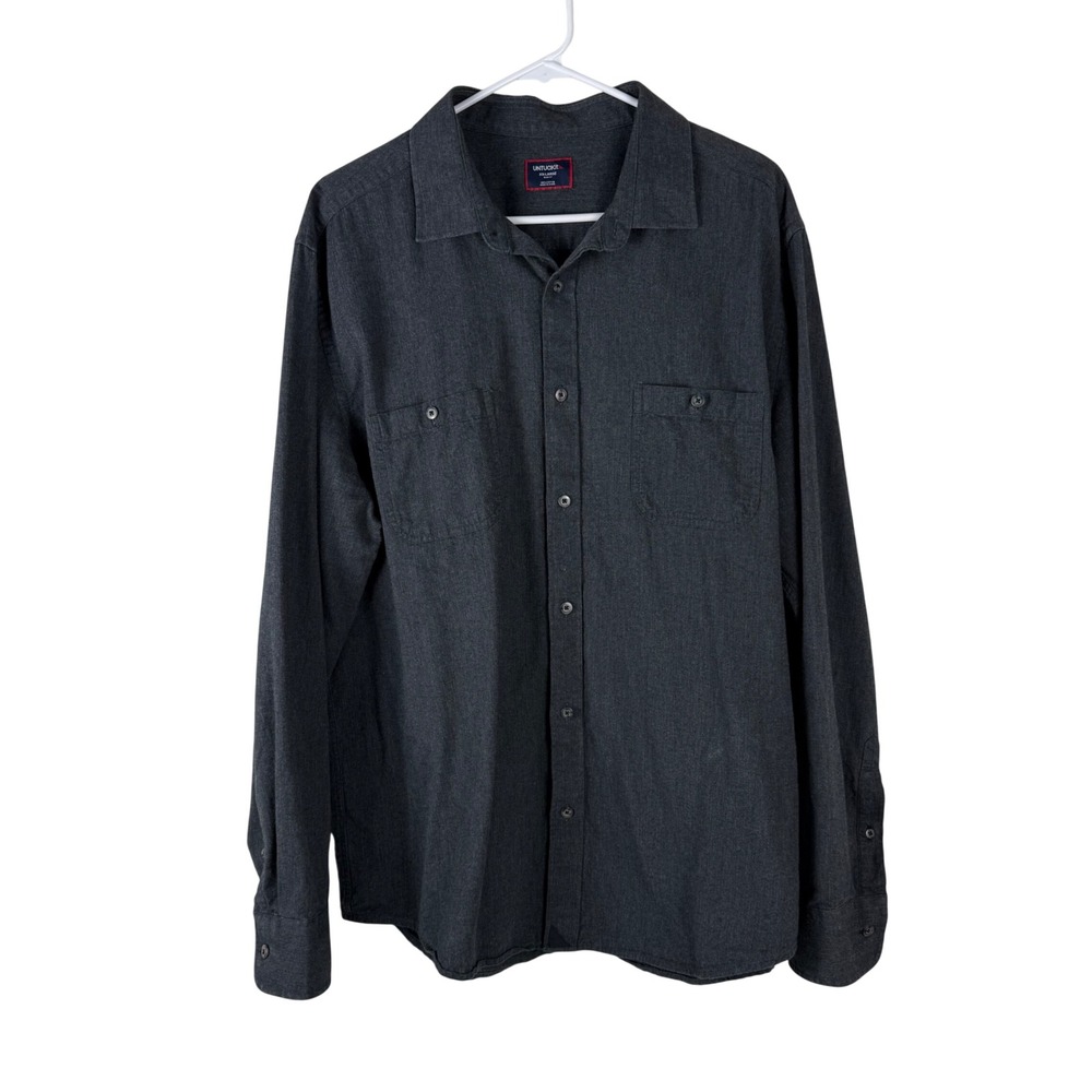 UNTUCKit Mens XXL Hemsworth Shirt Gray Button Down Slim Fit Cotton Herringbone
